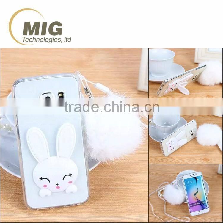 new cute rabbit ear kickstand TPU phone case for iphone 4 4s mobile phone back cover
