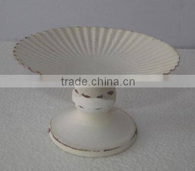 Unique off white metal stand pedestal tray