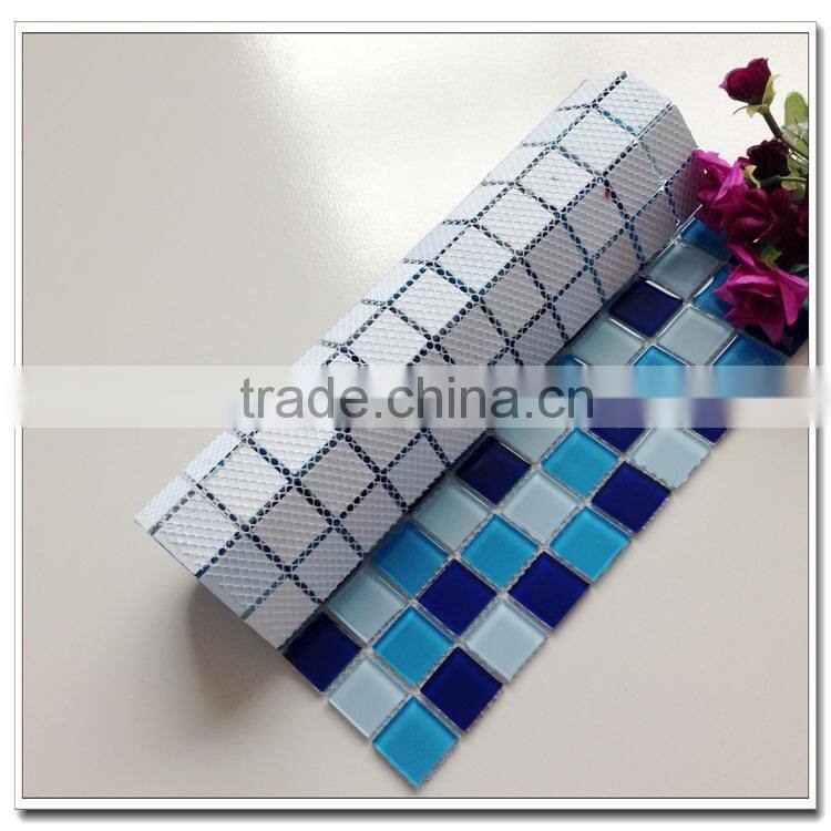 irregular shape blue color washroom material crystal glass tile