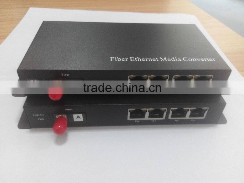 1Fiber 4RJ45 ST Fiber Media Converter