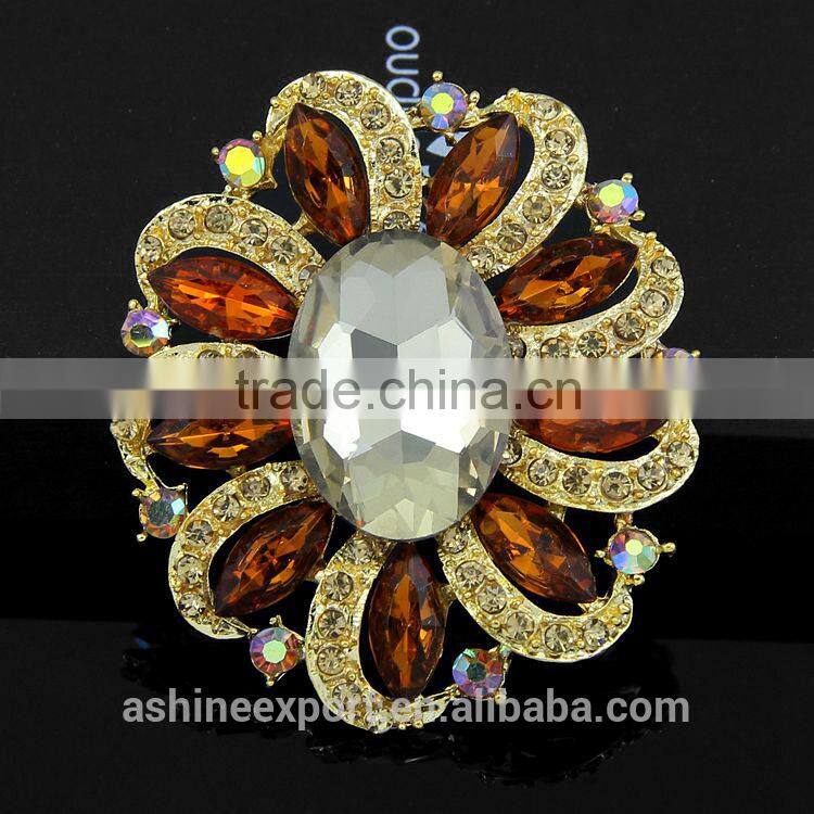 Hot sale noble Marquise bulk crystal sunflower rhinestone brooch/handmade rhinestone brooch