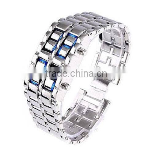 Lava iron samurai watch led men women size gun silver watches watch led