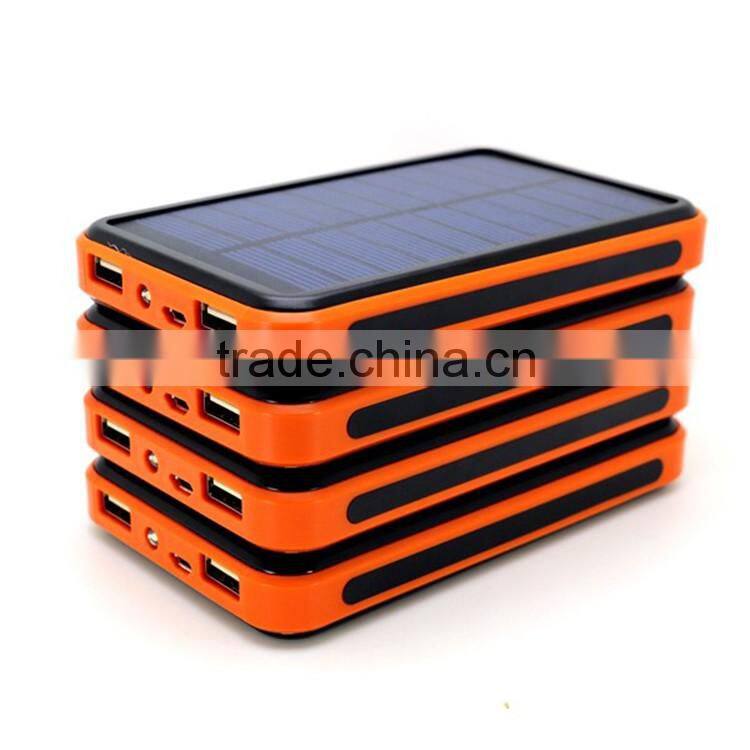 2016 dual usb waterproof solar power bank 10000mah