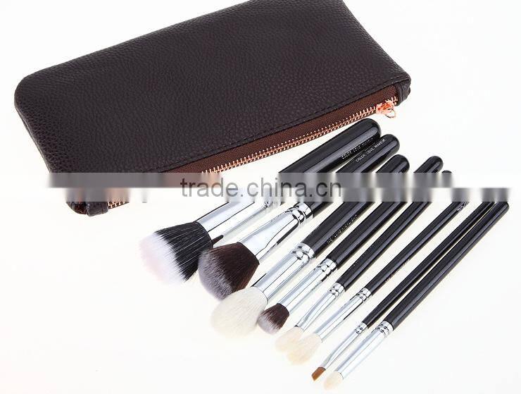 custom private label 8 piece makeup brush set with luxury pouch