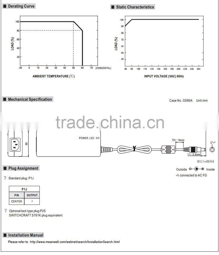Meanwell 40W medical type power supply/40w AC-DC high quality Single Output Adaptor/40W single output switching power supply