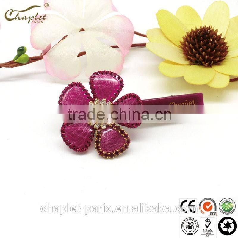 fancy girls colorful pearl flower hairgrip handmade cellulose acetate hair clip