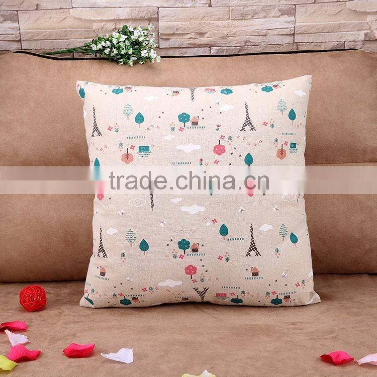 2015 Creative Eiffel Tower cartoon cotton and linen pillowcases sofa cushion cover
