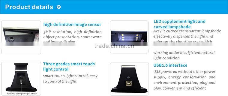 Super portable USB visual presenter A4 shooting size from ISO factory