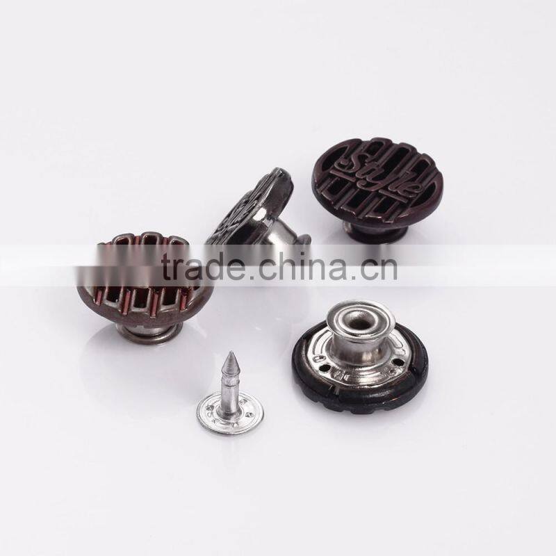 Custom denim engraved logo buttons screw metal buttons