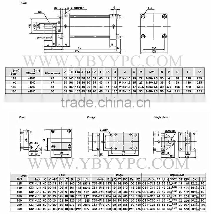 CSI Series small bore long stroke hydraulic cylinder