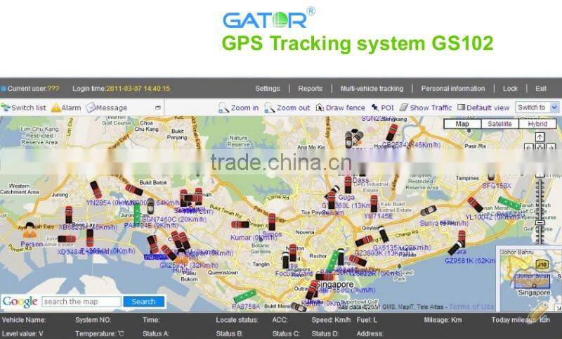 Bus tracking software gps tracking platform GS102 over-speed alarm function