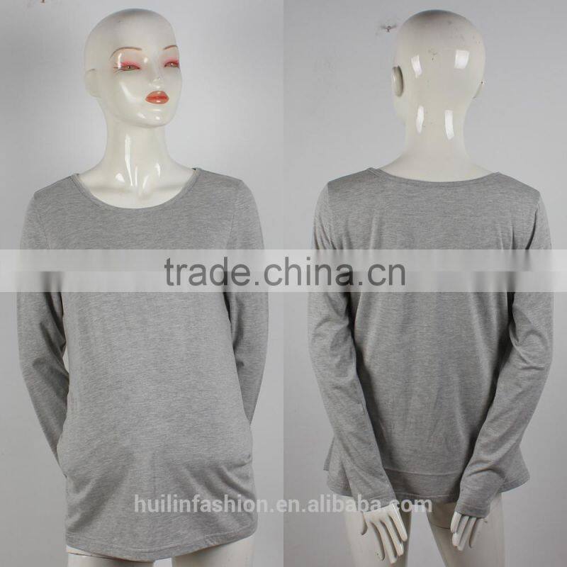2015 OEM factory wholesale 100% cotton long sleeve T shirts maternity clothes