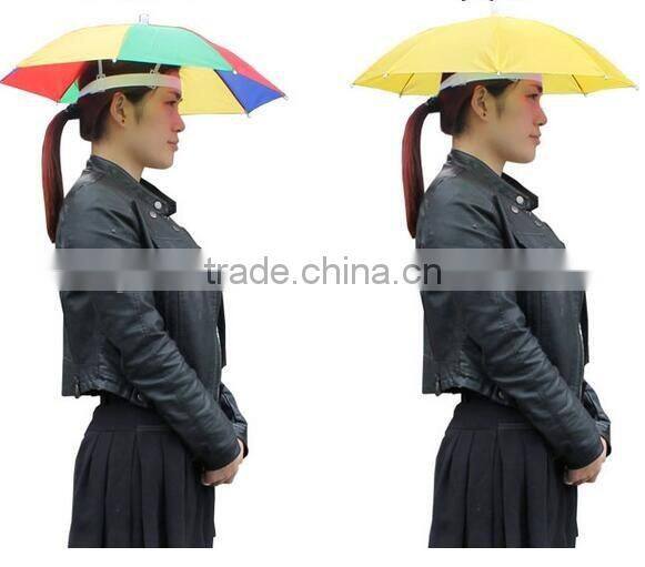 Hot selling Foldable Headwear Sun Umbrella Fishing Hiking Beach Camping Headwear Cap /Head Hats/ Outdoor Sport Umbrella Hat Cap