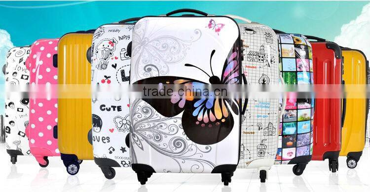 Beauty Butterfly Printing luggag Fashion for Women ABS&PC Carry on luggage Two Size 20'' 24 trolley luggage set for travel