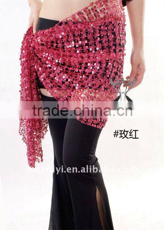 Cheap Wholesale Golden Knit Belly Dance Hip Scarf with Sequins, Belly Dance Shining Belt