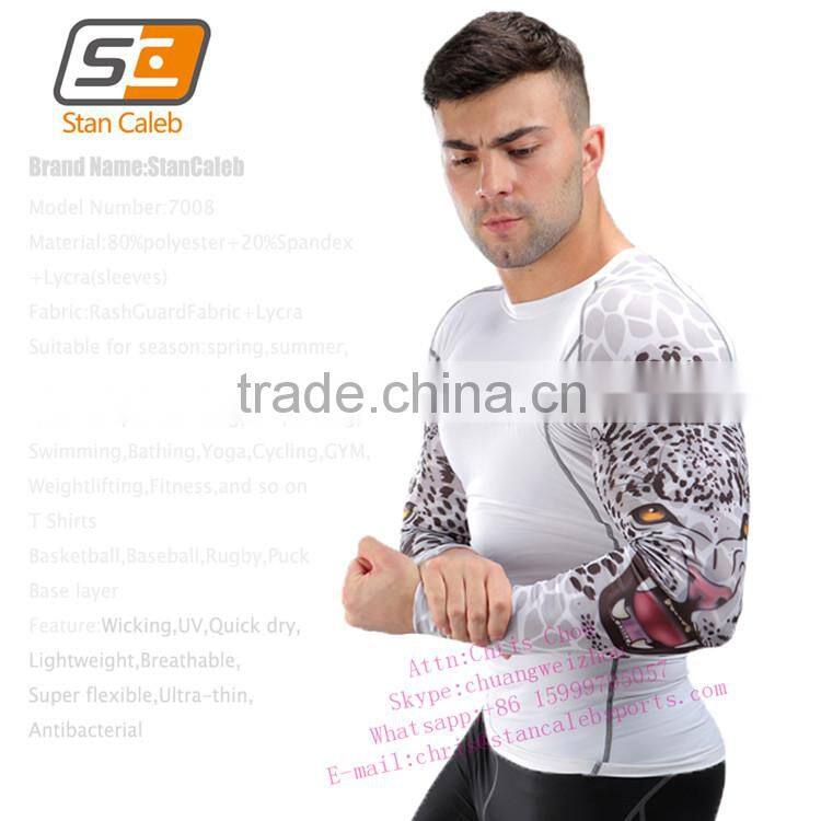 Stan Caleb Rash Guard Sublimation printings Long Sleeve mma Lycra Rash Guard Compression