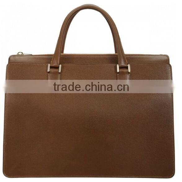 Men genuine leather zipper laptop black messenger bag