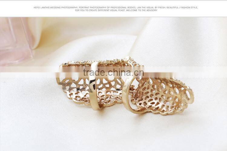 European and American fashion knuckle simple metallic hollow carved ring
