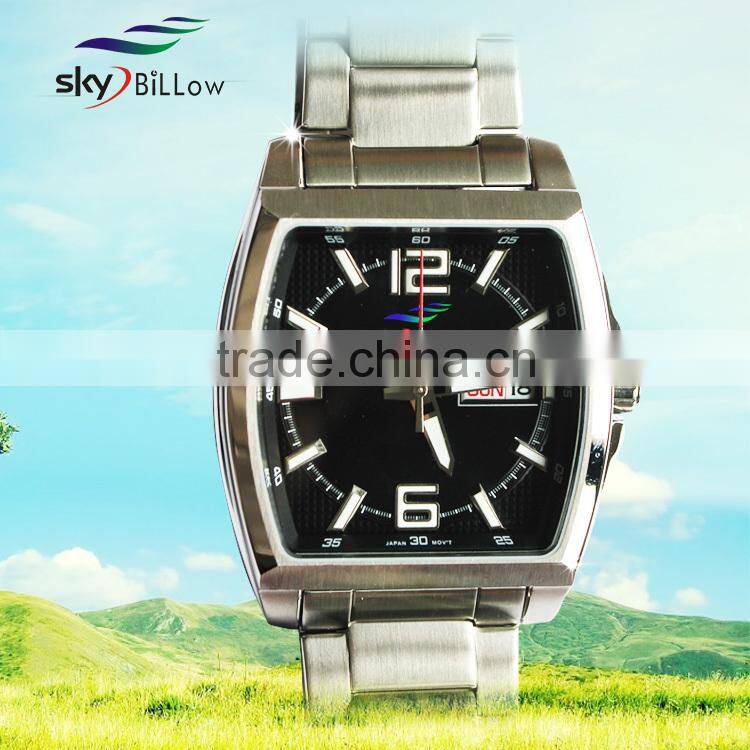 2016 new square shaped quartz wrist watch stainless steel watch with Japan movement