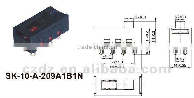Slide switch / sliding blower switch / hairdryer toggle switch / hair straightener band switch / lamp wave switch Blower switch