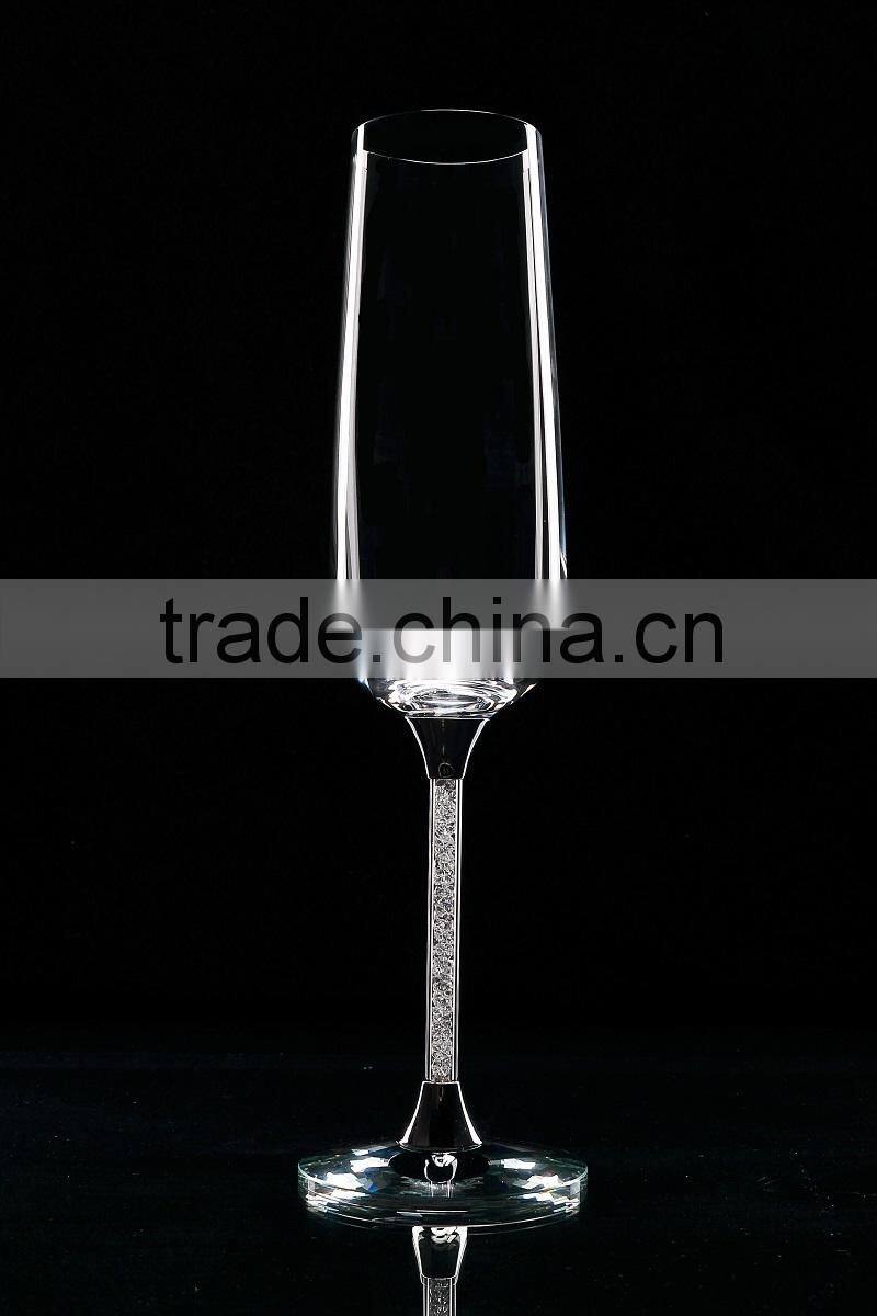 2015 new design lead free clear crystal 270ml wedding champagne glass/wine glass/wine galsses