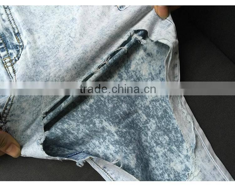 2016 Summer Women Fashion Big Holes Full Length Denim Jean Ladies Sexy Front Cut Baggy High Waist Narrow Bottom Jeans Pants