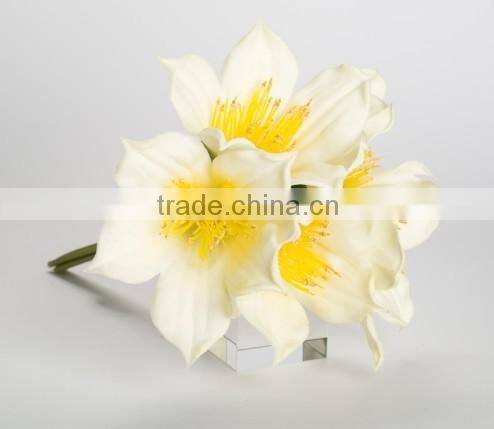 handmade white artificial bombax flower bouquet ,pu 5 head common bombax for decor