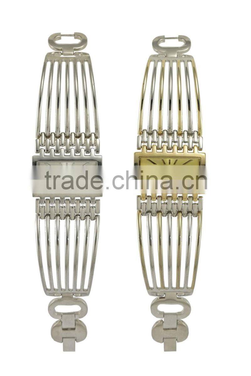 New models Exclusive design square case big bracelet band watch stainless steel back women