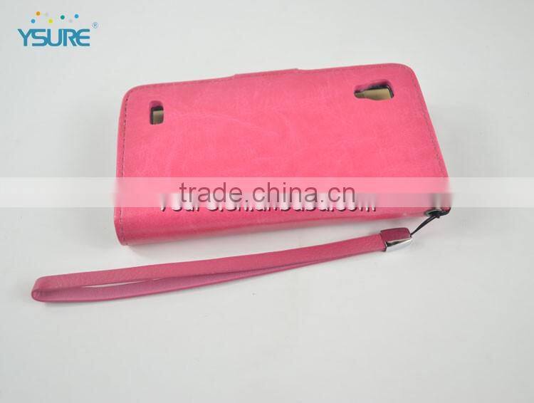 2014 Leather Flip Case For LG p760 Optimus L9 Crazy Horse Pattern