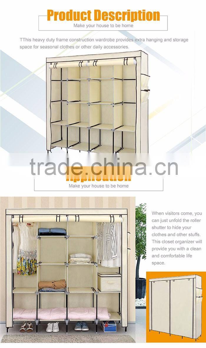 Cheap Assemble Multi-compartment Folding Closet Wardrobe , Portable Sturdy Large Wardrobe Cabinet