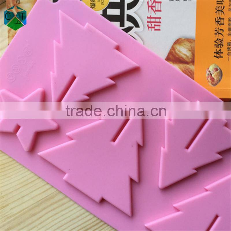CTBED045 Christmas Gift New 3D Christmas Tree Mould Star Silicone Chocolate Mold Insert Set Up Christmas Trees