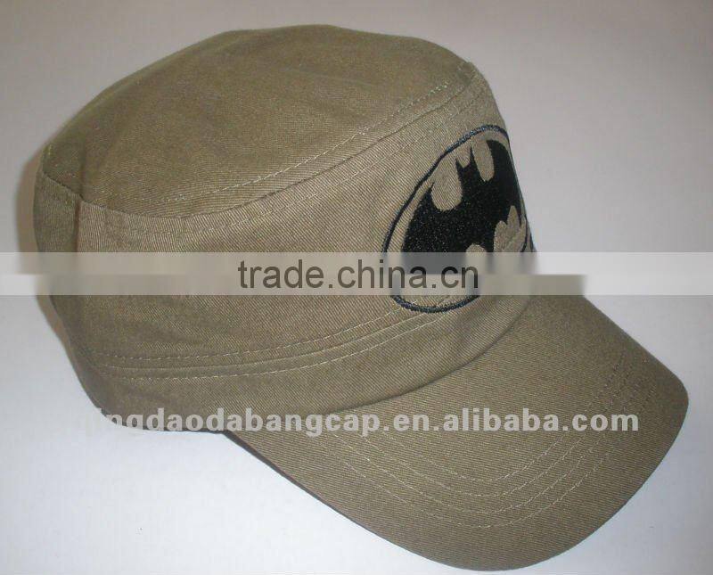 Cheap prewashed cotton fabric military hat with fashional embroidery logo