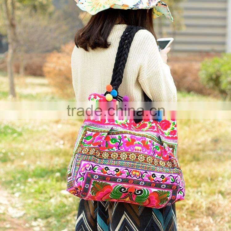 Top quality embroidered shoulder bag Vietnam embroidery bags