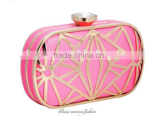 2014 metal mesh and leather evening bags fashion clutch Evening Bag