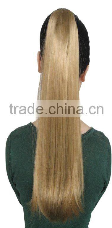 Blonde long straight synthetic claw clip pony tail hair pieces