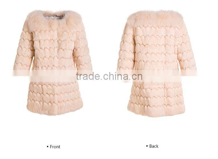 half sleeve winter long rabbit fur coats women made in China