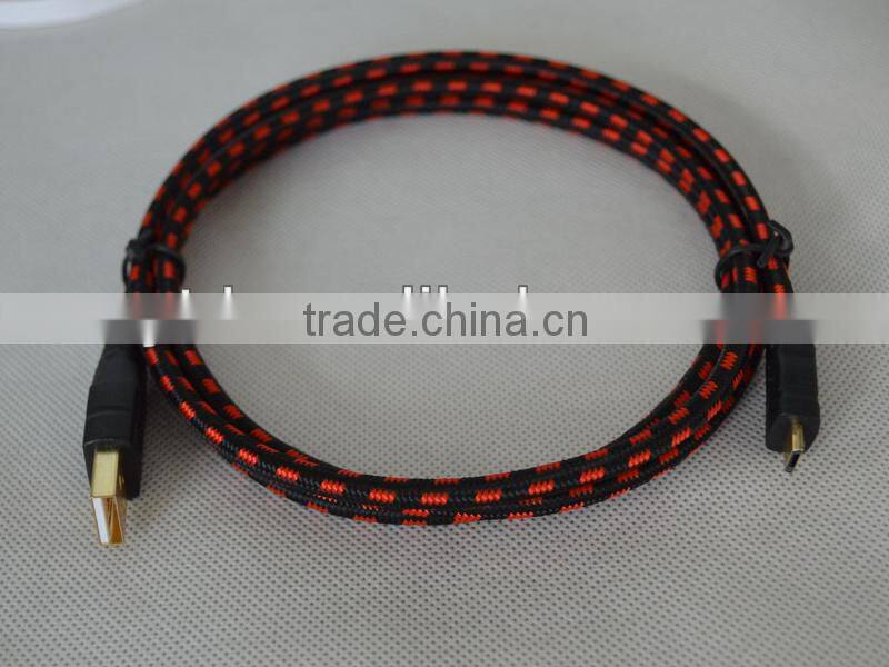 Micro USB Flat Cable Cotton Braid Nylon Braided USB Cable Braided Flat USB Cable