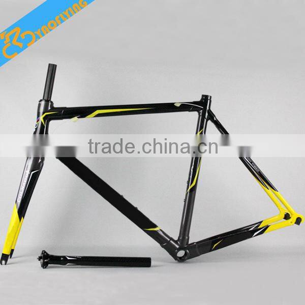2015 chinese popular style carbon fiber road bike/bicycle frame for sale include frmae fork seatpost headsets clamp color white