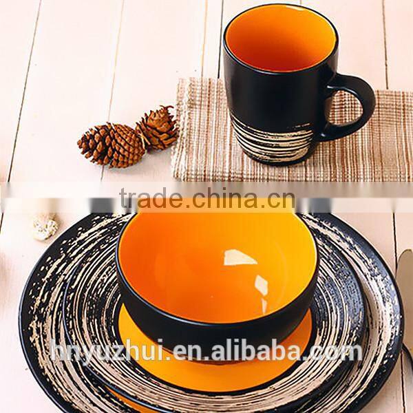 Hand made crackle dinner set north america new product factory direct