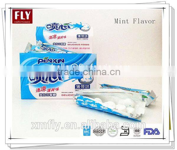 Mentos like centre filling jam Chewy Dragees mint candy roll chinese bubble gum
