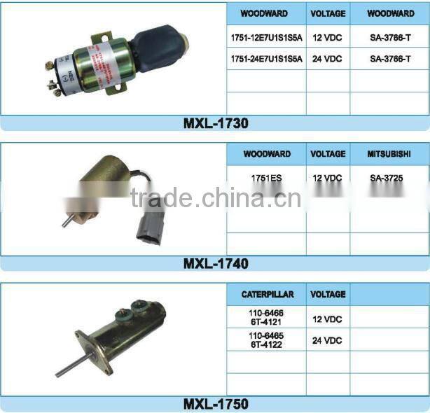 2016 High efficient diesel fuel engine 12v stop solenoid for excavator