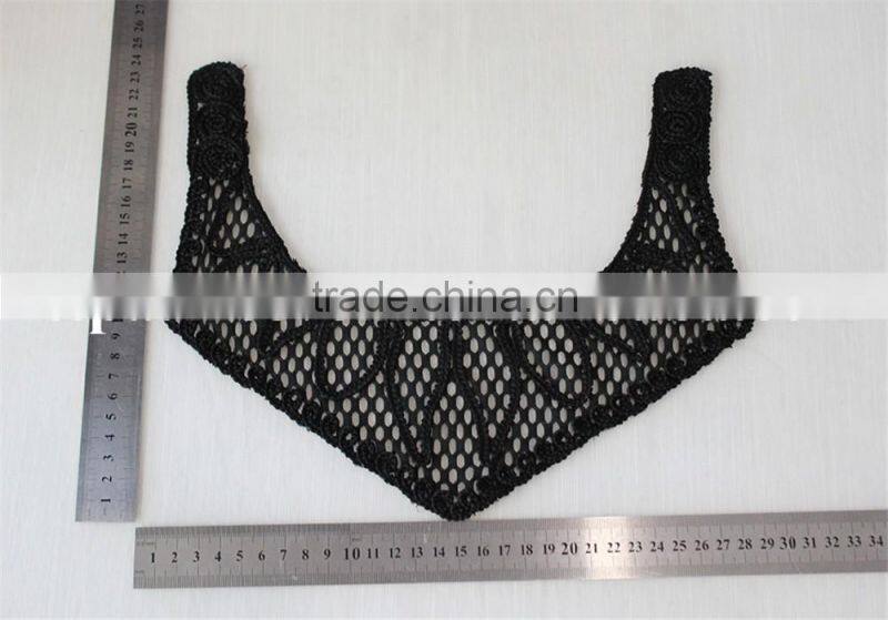 new arrival white and black flower pattern embroidery collar lace applique for lady garment