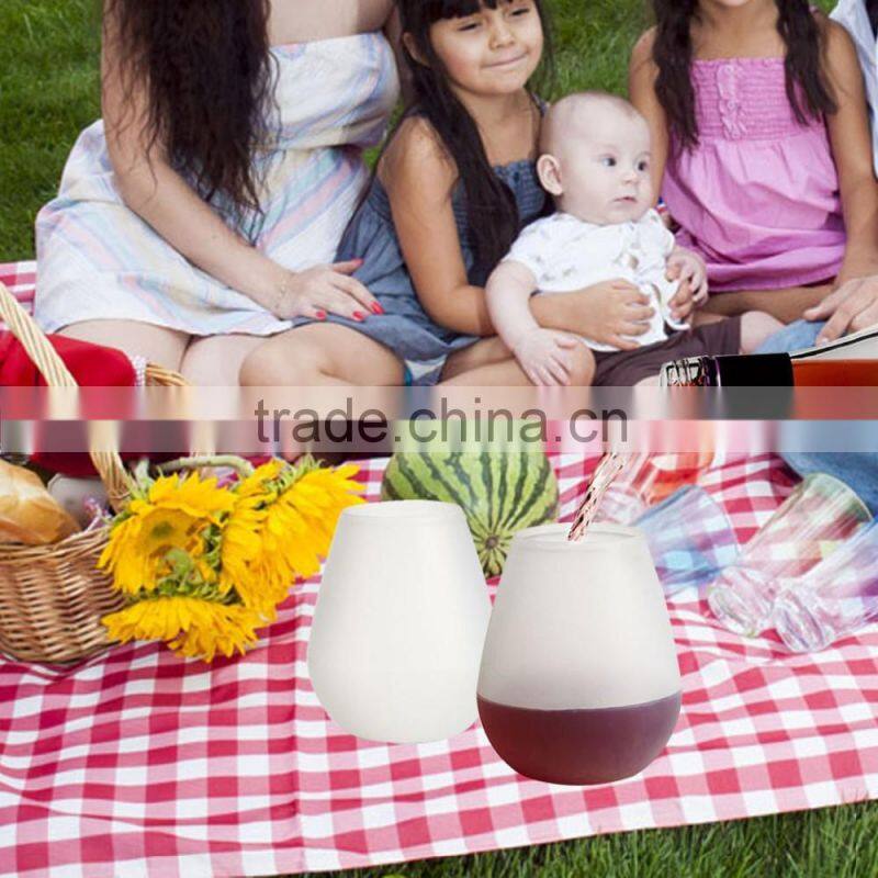 Transparent eco-friendly food grade silicone red wine drinking cup for travel