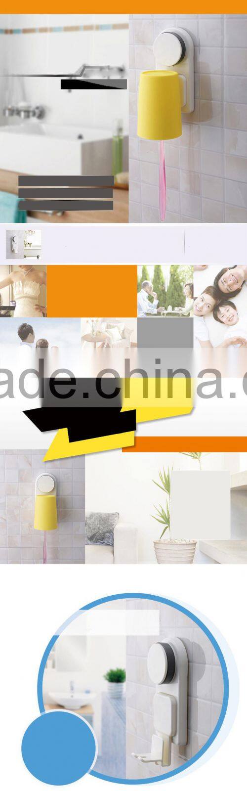 China wholesale custom Bathroom Plastic wall sucked toothbrush cup holder