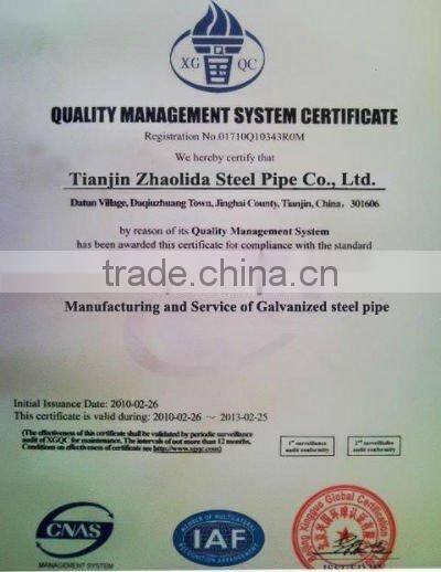 Plastic sch40/schedule 40 thick wall galvanized round steel pipe threaded made in China