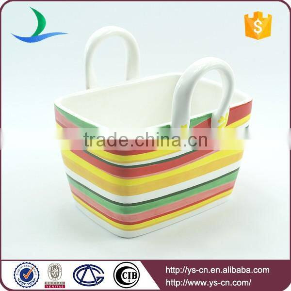 Hand Painted Rainbow Ceramic Frog Basket KitchenWare