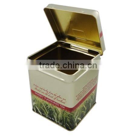 Hot sale airtight empty printed square tin can for coffee storage
