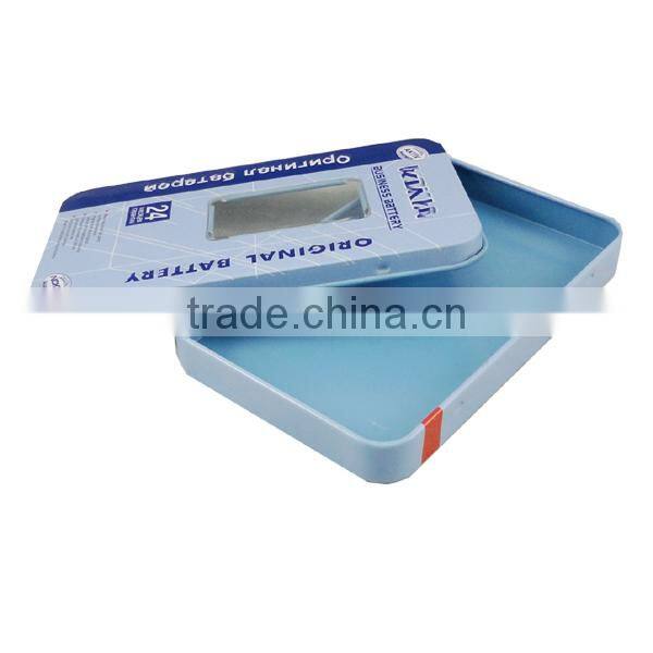 rectangular metal tin box with window