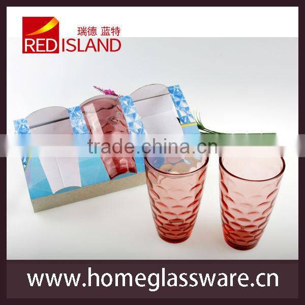 3 pink glass cup tumber juice bottle
