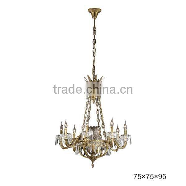 Luxury Crystal & Bronze Pendant light, Elegant Design Brass Chandelier Crystal Drop, Noble Hotel Ceiling Lamp